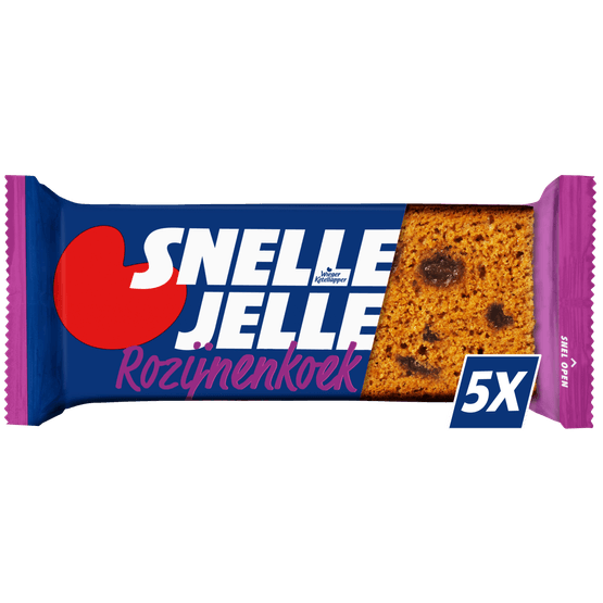 Foto van Snelle Jelle Ontbijtkoek rozijnen 5 stuks op witte achtergrond
