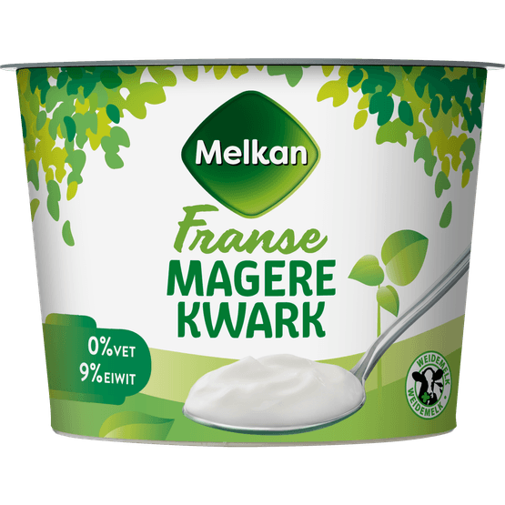 Foto van Melkan Magere franse kwark op witte achtergrond