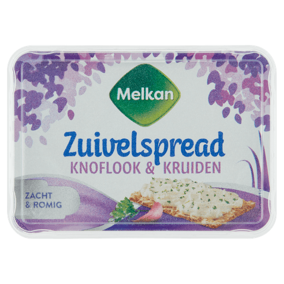 Foto van Melkan Zuivelspread bieslook light op witte achtergrond