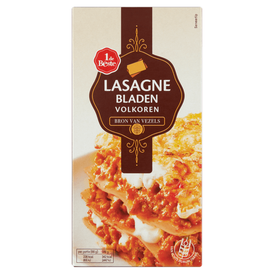 Foto van 1 de Beste Lasagnebladen volkoren op witte achtergrond