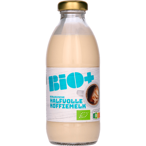 Foto van Bio+ Koffiemelk halfvol op witte achtergrond