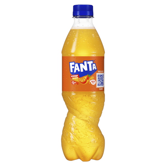 Foto van Fanta Orange op witte achtergrond