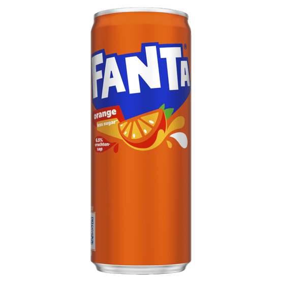 Foto van Fanta Orange op witte achtergrond