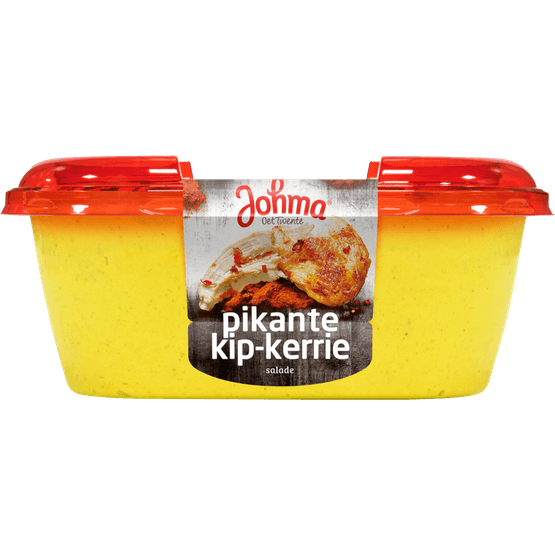 Foto van Johma Salade kip kerrie pikant op witte achtergrond