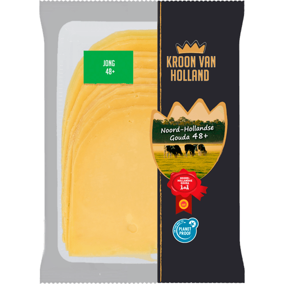 Foto van Kroon van Holland Jonge kaas 48+ plakken op witte achtergrond