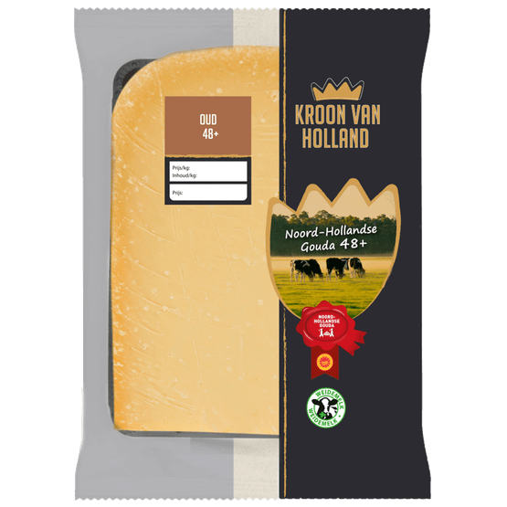 Foto van Kroon van Holland Oude kaas 48+ plakken op witte achtergrond