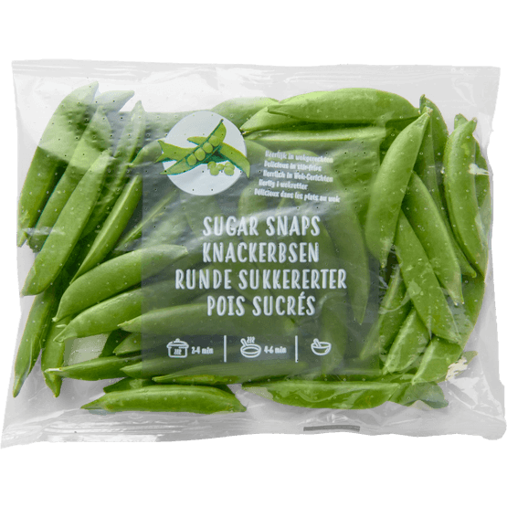 Foto van Eat Me Sugar snaps op witte achtergrond