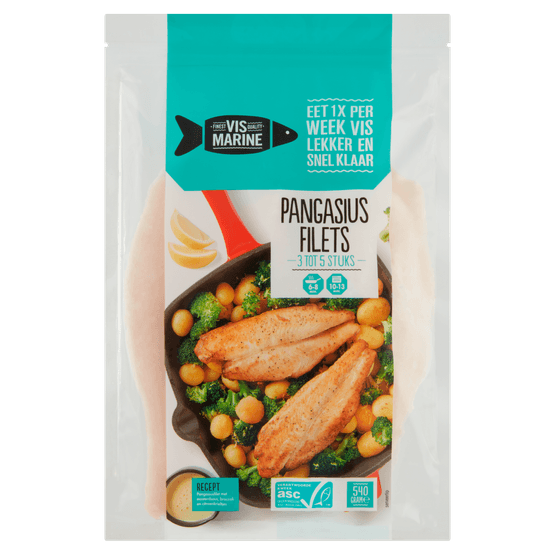 Foto van Vis Marine Pangasiusfilet op witte achtergrond