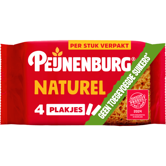 Foto van Peijnenburg Ontbijtkoek naturel 4-pack op witte achtergrond