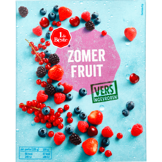Foto van 1 de Beste Zomerfruit diepvries op witte achtergrond
