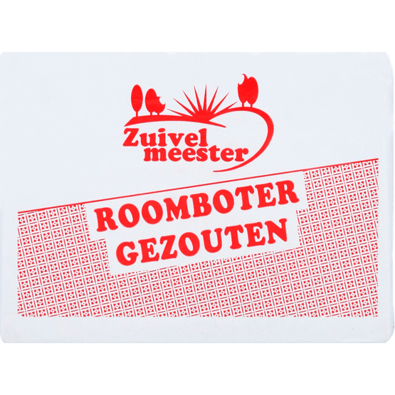 Foto van Zuivelmeester Roomboter gezouten op witte achtergrond