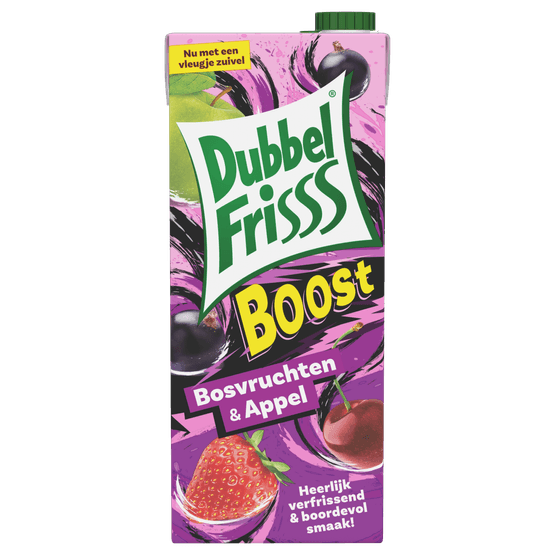 Foto van Dubbelfrisss Bosvruchten appel boost op witte achtergrond