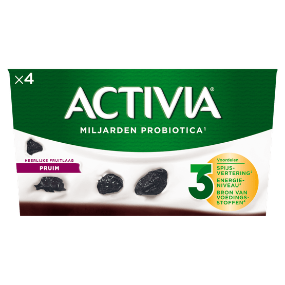Foto van Activia Yoghurt pruim op witte achtergrond
