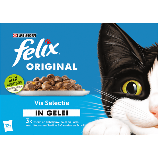 Foto van Felix Kattenvoer vis selectie in gelei 12 stuks op witte achtergrond