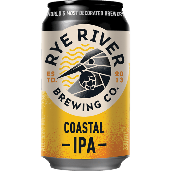 Foto van Rye river Coastal ipa op witte achtergrond