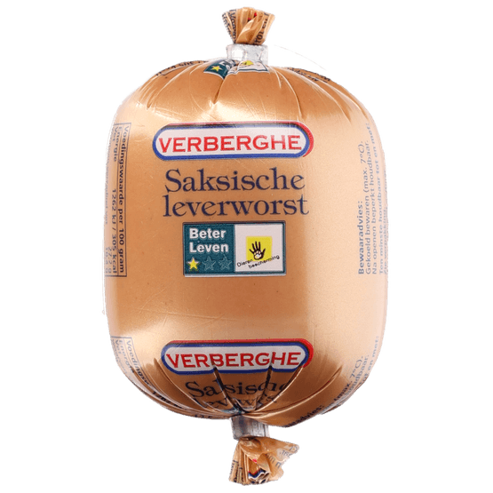 Foto van Verberghe Leverworst saksisch op witte achtergrond