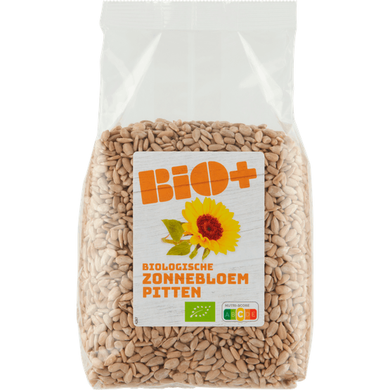 Foto van Bio+ Zonnebloempitten op witte achtergrond