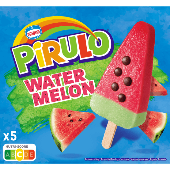Foto van Nestlé Waterijs pirulo watermelon 5 st. op witte achtergrond