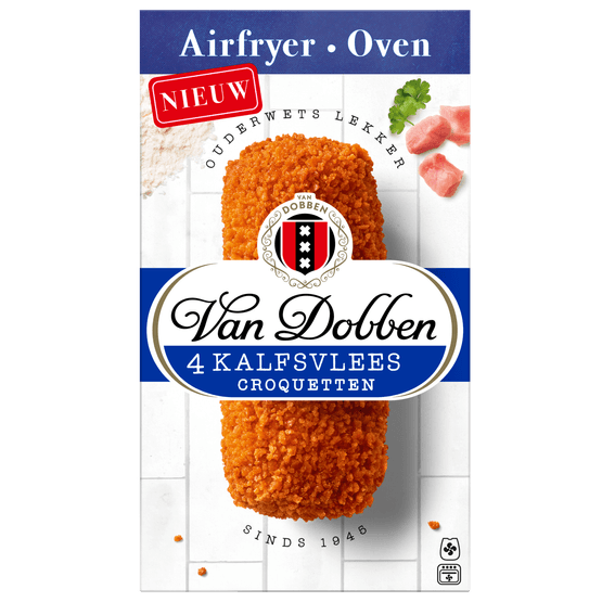 Foto van Van Dobben Oven & airfryer croquetten kalfsvlees 4 stuks op witte achtergrond