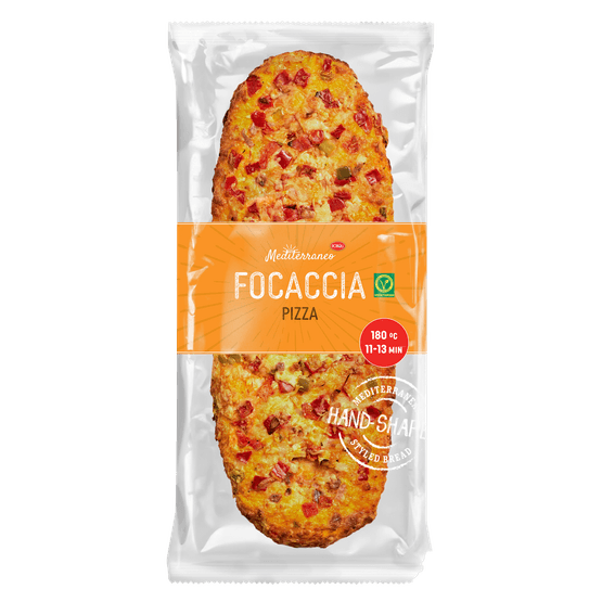 Foto van Boboli Mediterraneo focaccia pizza op witte achtergrond
