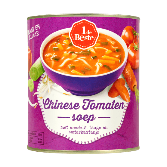 Foto van 1 de Beste Chinese tomatensoep op witte achtergrond