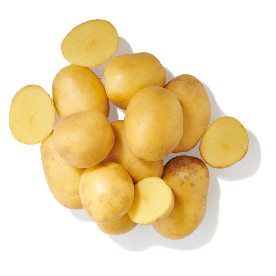 Foto van 1 de Beste Aardappelen vastkokend op witte achtergrond