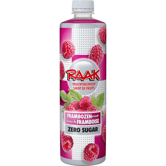 Foto van Raak Limonadesiroop framboos zero op witte achtergrond