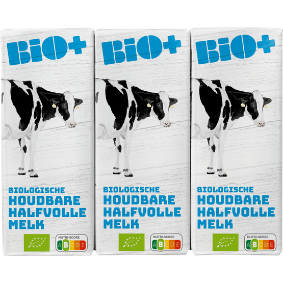 Foto van Bio+ Houdbare melk halfvol 3 stuks op witte achtergrond