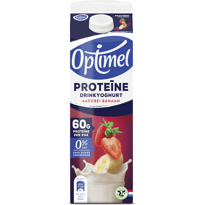 Optimel Proteïne Drinkyoghurt Aardbei Banaan 0% Vet 2 x 1L