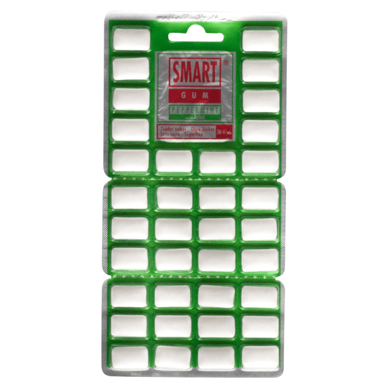 Foto van Smart Gum Kauwgom peppermint met xylitol op witte achtergrond