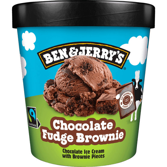 Foto van Ben & Jerry's Chocolate fudge brownie op witte achtergrond