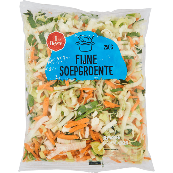 Foto van 1 de Beste Fijne soepgroente op witte achtergrond