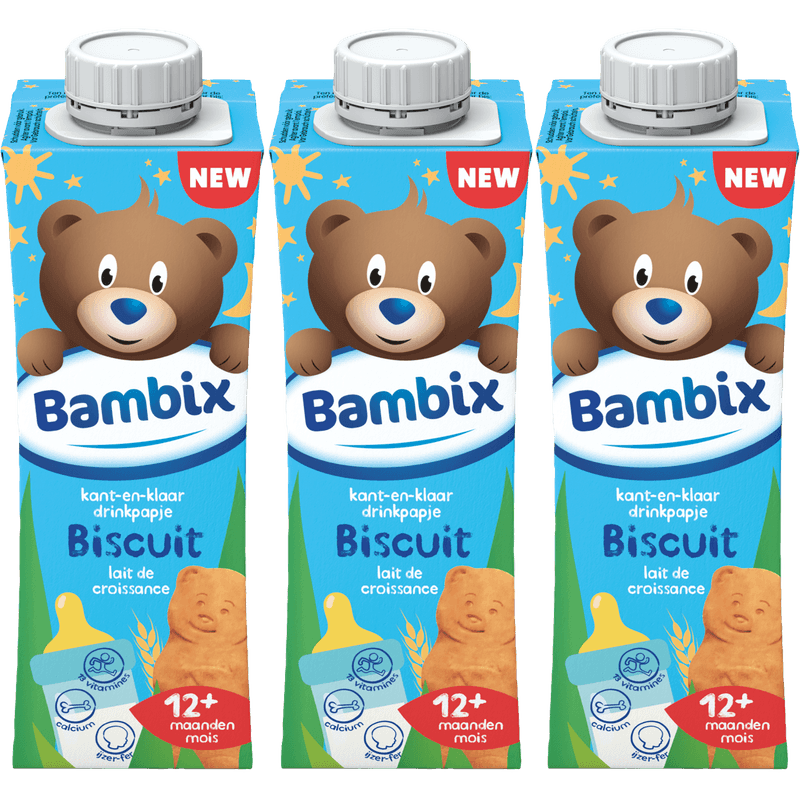 Bambix Drinkpapje biscuit 12+ maanden 3-pack