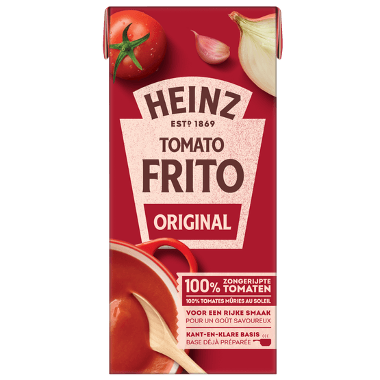 Foto van Heinz Tomato Frito op witte achtergrond