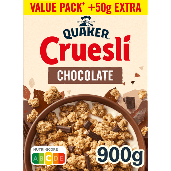Foto van Quaker Cruesli Chocolade op witte achtergrond