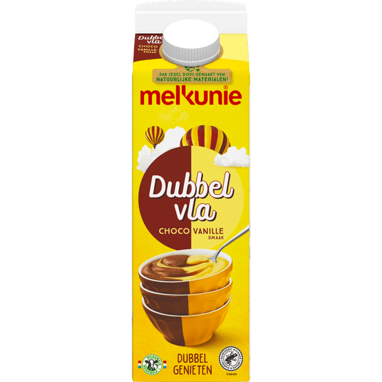 Foto van Melkunie Dubbelvla chocolade vanille op witte achtergrond