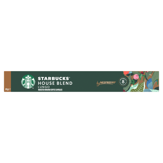 Foto van Starbucks Koffiecups house blend lungo medium roast op witte achtergrond