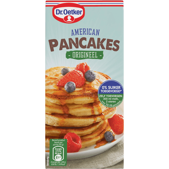 Foto van Dr. Oetker Pannenkoekenmix american origineel op witte achtergrond