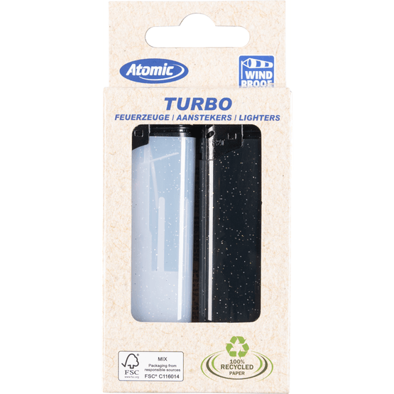 Foto van Atomic Turbo aansteker 2 stuks op witte achtergrond