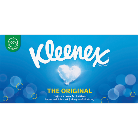 Foto van Kleenex Tissues the original box op witte achtergrond