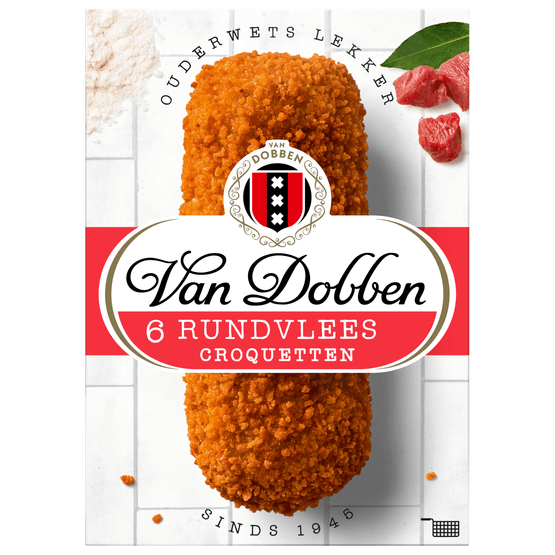 Foto van Van Dobben Croquetten rundvlees 6 stuks op witte achtergrond