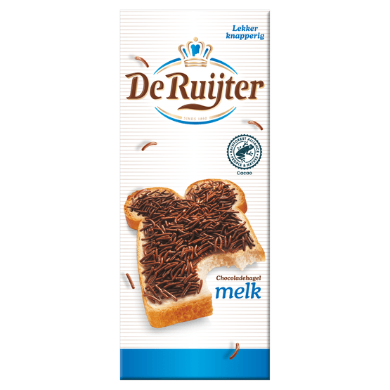 Foto van De Ruijter Chocoladehagel melk op witte achtergrond