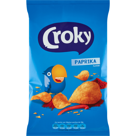 Foto van Croky Chips paprika op witte achtergrond