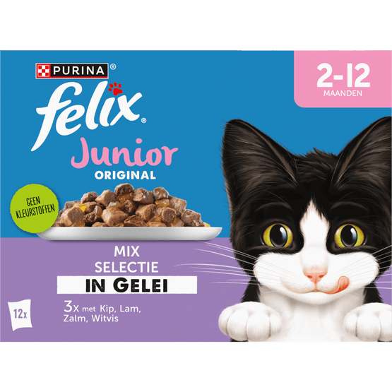 Foto van Felix Kattenvoer nat original junior multipack 12 stuks op witte achtergrond