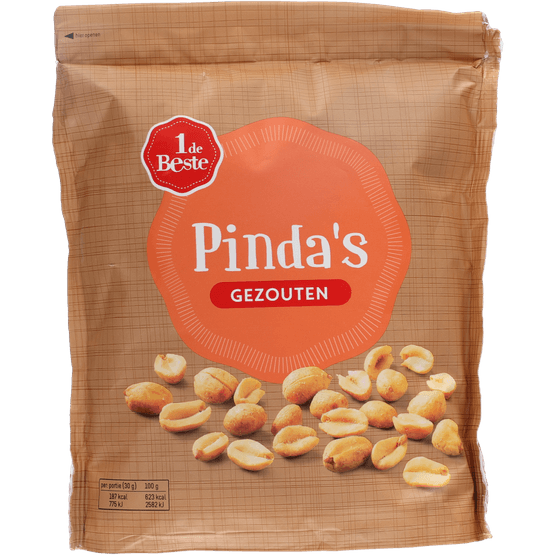 Foto van 1 de Beste Pindas gebrand gezouten op witte achtergrond