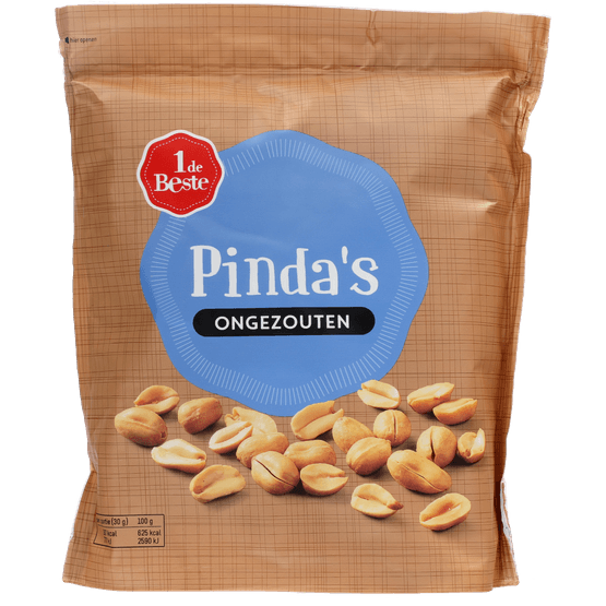 Foto van 1 de Beste Pindas gebrand ongezouten op witte achtergrond