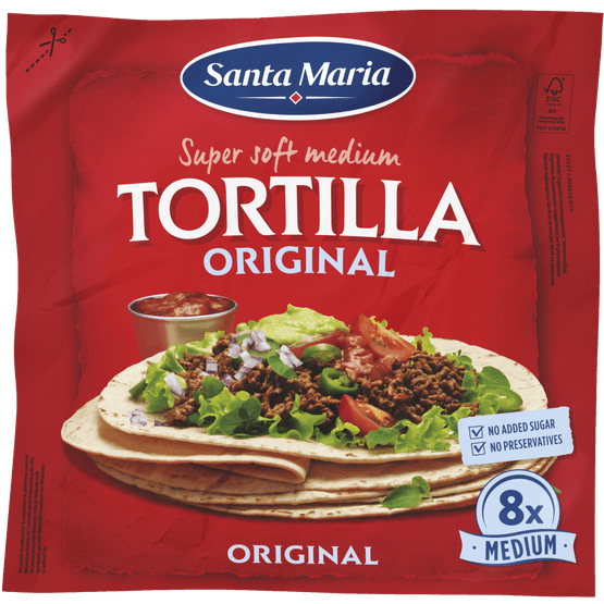 Foto van Santa Maria Tortilla soft op witte achtergrond