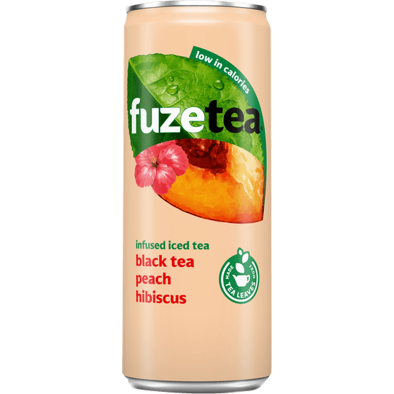 Foto van Fuze tea Ice tea perzik hibiscus op witte achtergrond