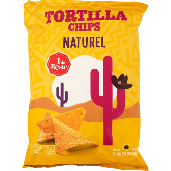 Foto van 1 de Beste Tortilla chips naturel op witte achtergrond