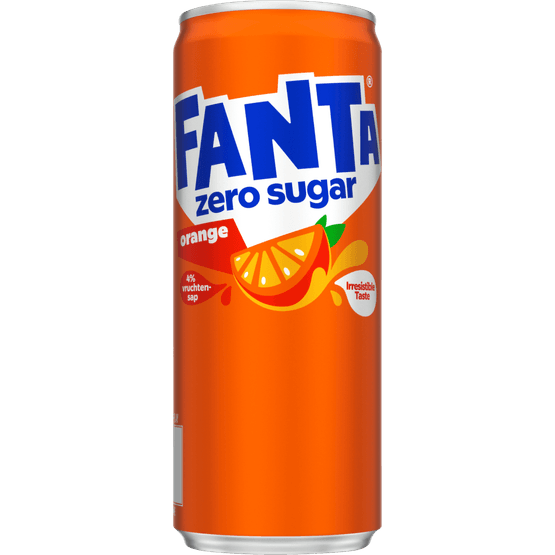 Foto van Fanta Orange zero op witte achtergrond